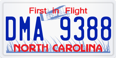 NC license plate DMA9388