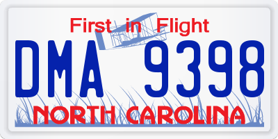 NC license plate DMA9398