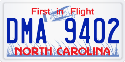 NC license plate DMA9402