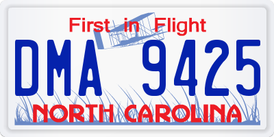NC license plate DMA9425
