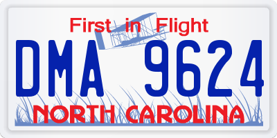 NC license plate DMA9624
