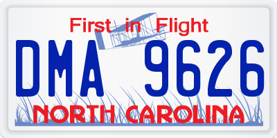 NC license plate DMA9626