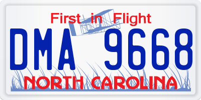 NC license plate DMA9668