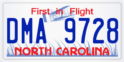 NC license plate DMA9728