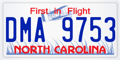 NC license plate DMA9753