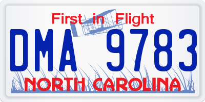 NC license plate DMA9783