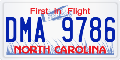 NC license plate DMA9786
