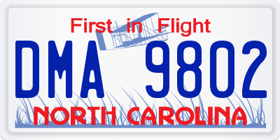 NC license plate DMA9802