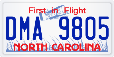 NC license plate DMA9805