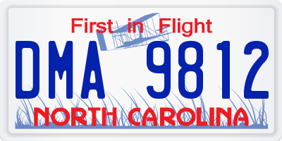 NC license plate DMA9812