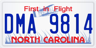 NC license plate DMA9814
