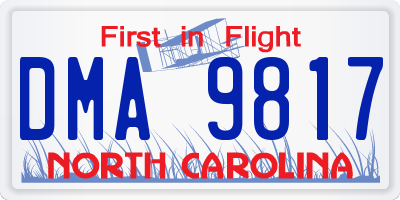 NC license plate DMA9817