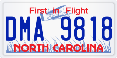 NC license plate DMA9818
