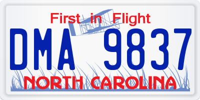 NC license plate DMA9837