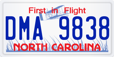 NC license plate DMA9838