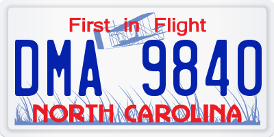 NC license plate DMA9840