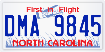 NC license plate DMA9845