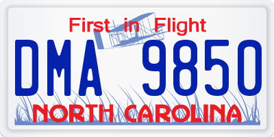 NC license plate DMA9850
