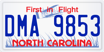 NC license plate DMA9853