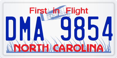 NC license plate DMA9854