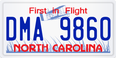 NC license plate DMA9860