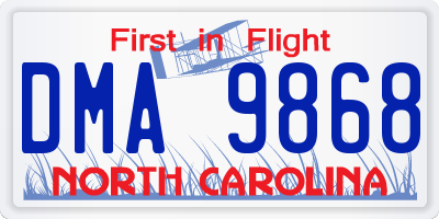NC license plate DMA9868