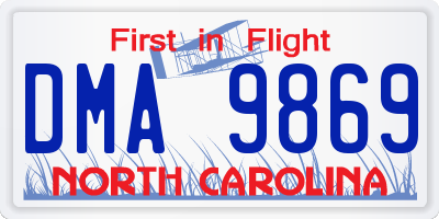 NC license plate DMA9869