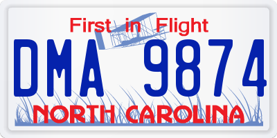 NC license plate DMA9874
