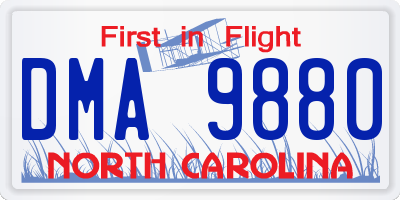 NC license plate DMA9880