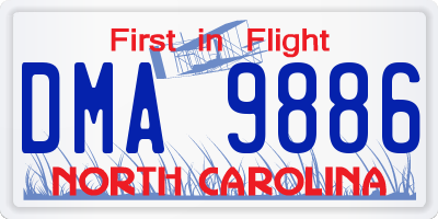 NC license plate DMA9886