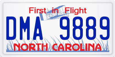 NC license plate DMA9889