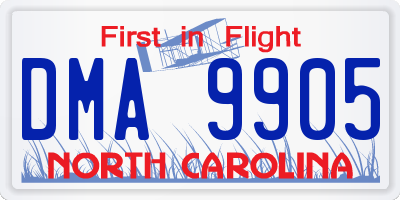 NC license plate DMA9905