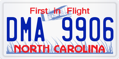 NC license plate DMA9906