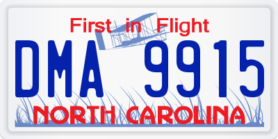 NC license plate DMA9915