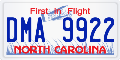 NC license plate DMA9922