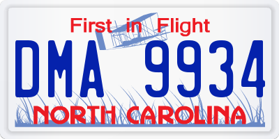 NC license plate DMA9934
