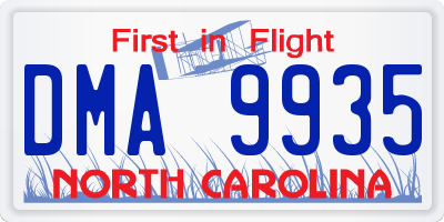 NC license plate DMA9935