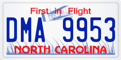 NC license plate DMA9953