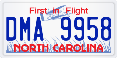 NC license plate DMA9958