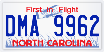 NC license plate DMA9962