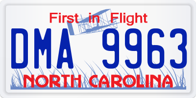 NC license plate DMA9963