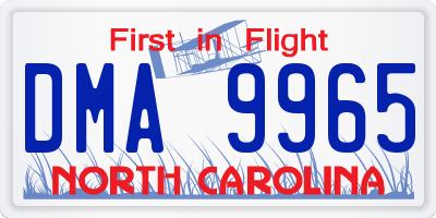 NC license plate DMA9965