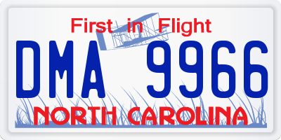 NC license plate DMA9966