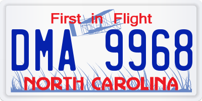 NC license plate DMA9968