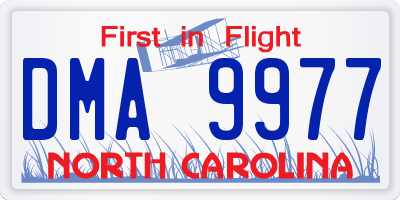 NC license plate DMA9977
