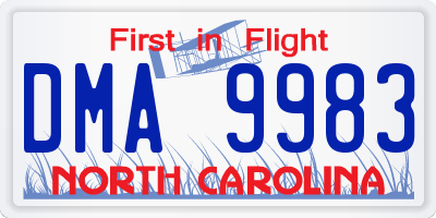 NC license plate DMA9983