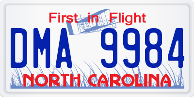 NC license plate DMA9984