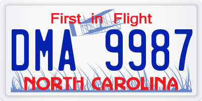 NC license plate DMA9987