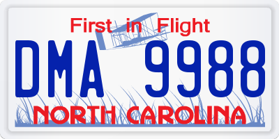 NC license plate DMA9988