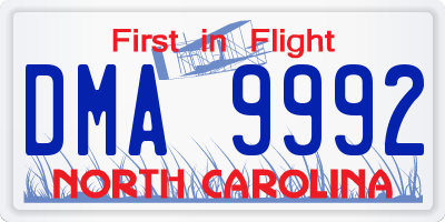 NC license plate DMA9992
